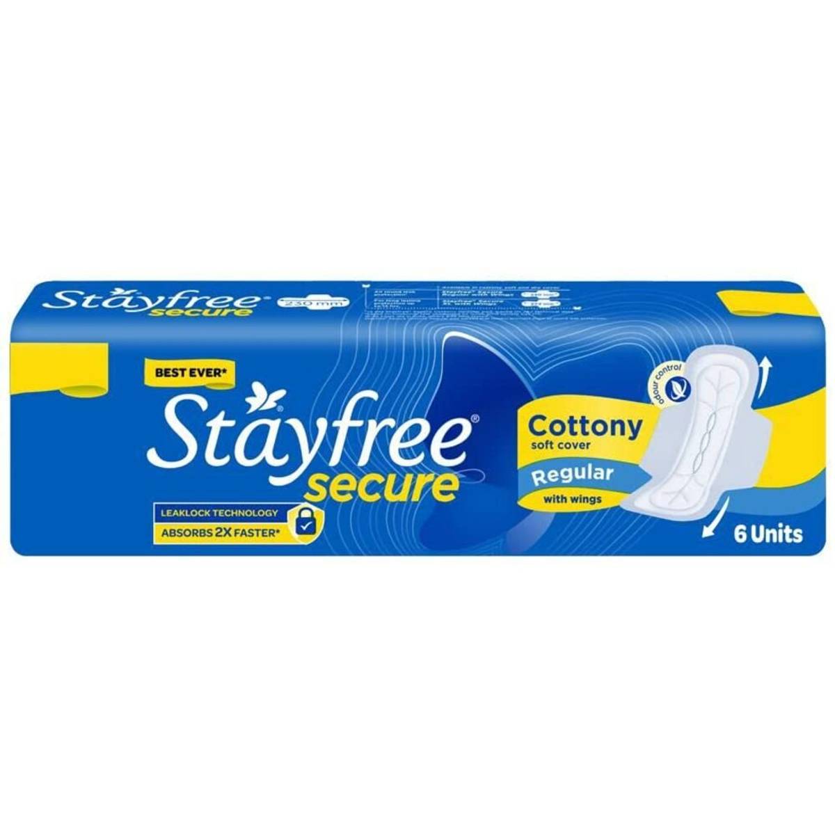 Stayfree Secure Cottony Soft Sanitary Pads- Regular(6 Pads)